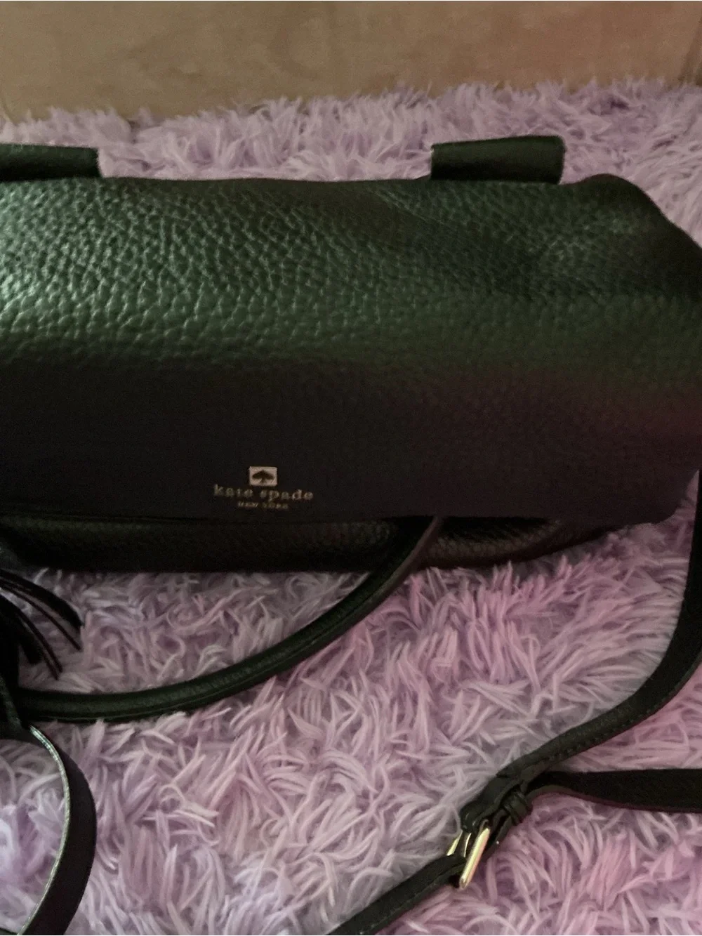 kate spade Black Pebbled Leather Satchel with Removable Strap